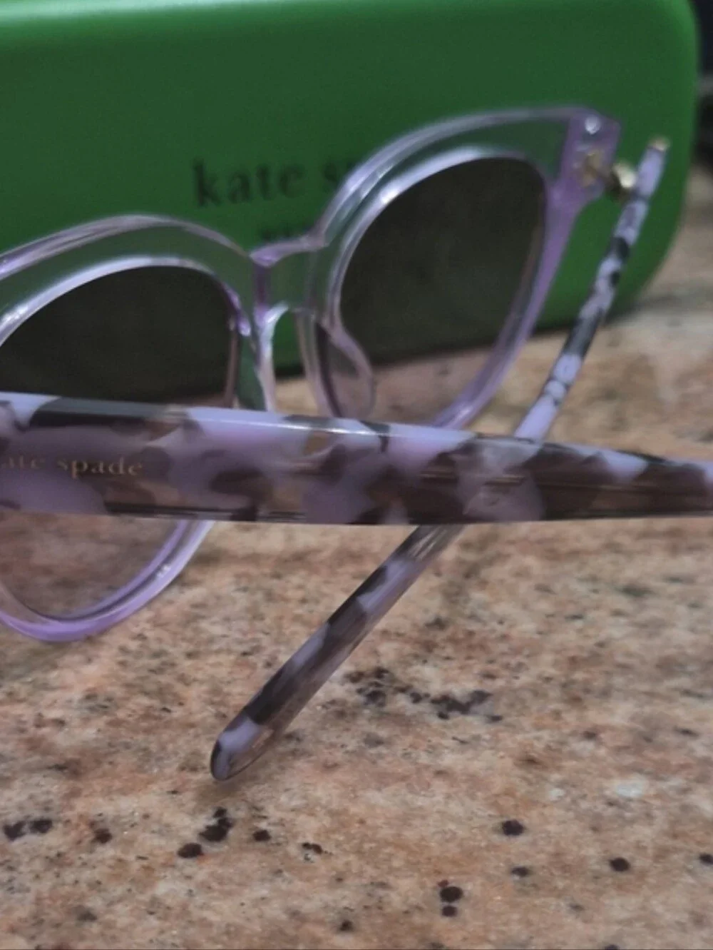 kate spade Lavender Frame with Tortoise Temples Cat-Eye Sunglasses